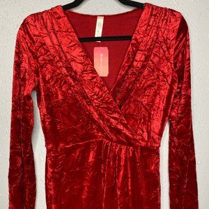Red Velvet Wrap Dress